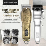 RESUXI JM-106 New All Metal Cordless Clipper 2500mA 4 Hours Salon Use Cutting Trimmer Professional Gold Barber Men Hair