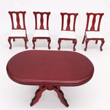 5Pcs/Set 1:12 Miniature Furniture Dining Table Chair Set Wooden Toy For Dollhouse Decorations And Accessories