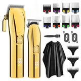 RESUXI 002 Professional Cordless Rechargeable Clipper Set Low Noise Clippers and Detail Hair Trimmer for Men Barber