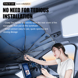 Foldable Sun Shade with Ring Pull Cord Front Windshield Car Sunshade Umbrella for Sedan SUV Pickup