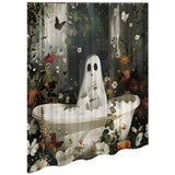 Cute Cartoon Ghost Shower Set Bathtub Washable Spooky Bathroom Curtain Polyester Fabric for Baths