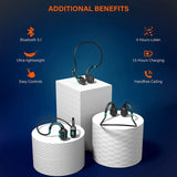 Bone Conduction IP68 Waterproof Bluetooth 5.1 Open Ear Wireless Sports Headphones for Running Swimming Blue