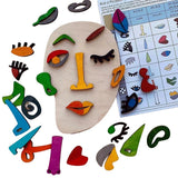 Wooden Montessori Puzzles, 26 Part Picasso Modern Puzzle, Colored Face Art Educational Stem Toy -Wooden Toddler Easy To Use