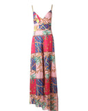 Shoulder Strap Deep V Wide Leg Pants Printed Long Jumpsuit