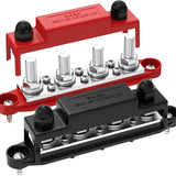 250A 12V Bus Bar Power Distribution Block 12 Volt DC Busbar 4 3/8" Posts 6 x #8 Screws for Marine Automotive RV Solar Wiring