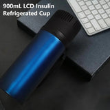 900mL Mini Vacuum Insulated Insu Refrigerated Cup LCD Beverage Refrigerator Outdoor Portable 304 Stainless Steel Cooler
