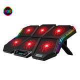 COOLCOLD K40 RGB Laptop Cooler 6-fan Coog Mute Design with Adjustable Wind Speed Stand Height Colorful Light Effect