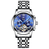 ONOLA brand stainless steel automatic mechanical watch men Tourbillon genuine Leather wristwatch Fashion Business mens Watches
