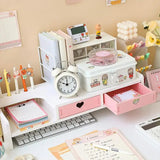 Laptop Wood Stand Multiple Styles 3 Drawers Computer Support Monitor Riser Holder Desktop Bedroom Table Shelf
