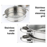 3 Tier Steamer Cooking with Lid Stainless Steel Steam Pot Multipurpose for Vegetable Dumpg Stock Sauce Food
