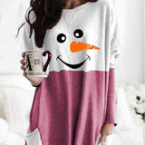 European And American Autumn And Winter Christmas Snowman Printed Long-sleeved Bottoming Shirt