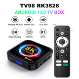 Android 13 TV98 Smart TV BOX RK3528 Quad Core 5G Dual Wifi6 16G 32G 64G Support 8K 4K BT 4.0 Voice Assistant PK DQ08 Set Top Box