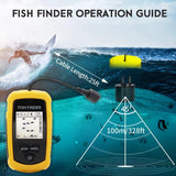 100M Portable Fish Finders 45 degrees Sonar Coverage Echo Sounder Alarm Transducer Lake Sea Fishing