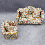 Mini Sofa, 1/12 Miniature Floral Sofas 3-Piece Sofa Set With 4 Pillows Dollhouse Furniture For Home Bedroom