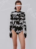 Women's Fashion Casual Letter Printing Clothes Woolen Jumpsuit