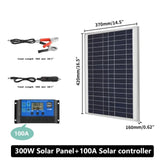 300W Solar Panel + 10A/20A/30A/40A/50A/60A/100A Charge Controller Set 12V Energy Charging Plate High Efficiency Power Bank