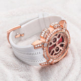 PINTIME Men's Watches Sport Diamond Ice Out Spider-Shaped Dial Silicone Strap Fashion Quartz Wristwatch Watreproof Reloj Hombre