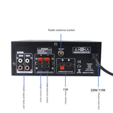 1200W 220V Bluetooth Hifi Amplifier - 33BT Stereo, LED Digital Audio Amplifier, Aux FM Radio. EU Plug