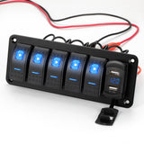 2 3 4 5 6 8 Gang 12V 24V Universal Rocker Switch Panel Waterproof RV Yacht Marine Boat Car Light ON/OFF