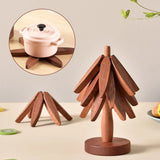 3/4PCS Tree Design Stand Wooden Decorative Anti Scald Heat Resistant Table Mat Coaster Wood Placemat Pot Tableware Decor