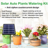 Automatic Drip Kit - Anti-siphon Solar Powered Irrigation System for Garden Balcony, 1-600s Timer, Easy DIY