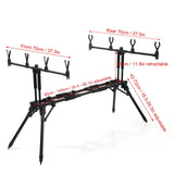 Adjustable Retractable Carp Rod Holder Foldable Fishing Pole Pod Stand with Carry Case