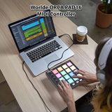 MIDI Beat Maker hine 6Assignable Knobs Note Repeat Full Level Buttons Mini Controller Pad USB for Music Production
