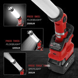 2000LM 26W LED Work Light for Milwaukee 14.4V-18V Li-ion Battery Portable Camping Lantern Downlight Outdoor Flashlight with Clip