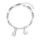 Fashion Cartoon LUCK Bear Thai Silver Bracelet Necklace
