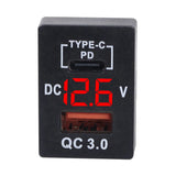 Top-2X New QC3.0 USB Car Socket PD Type-C Charger With LED Blue Digital Voltmeter For Toyota Quick Charge