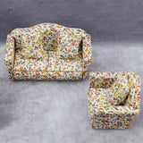 Mini Sofa, 1/12 Miniature Floral Sofas 3-Piece Sofa Set With 4 Pillows Dollhouse Furniture For Home Bedroom