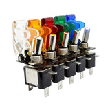 5PCS 12V Illuminated LED Toggle Switch SPST with Safety Aircraft Missile Style Flip Up Cover Guard for Auto Car Boat Truck