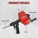 Drain Auger Clog Remover 33 Feet Heavy Duty Flexible Plumbing Snake Use Manually for Kitchen and Bathrom Shower Sink Cleaning