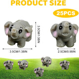 25/100Pcs Elephant Miniature Cow Mini Animal Statue Model Outdoor Moss Ornaments for Fairy Landscape Terrarium Decor
