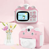 Instant Print Digital Kids Camera Selfie 1080P Video Camera for Kid with 180° Rotating Len Rechargeable Toy Camera for 3-12 Years Old Girls Boys Birthday