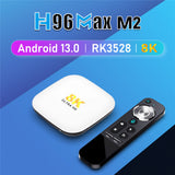 H96 MAX M2 Android 13 Smart TV 1000M LAN RK3528 4G 64G 8K 2.4G&5G Wifi6 BT AV1 3D Google Voice Media Player Set Top Box