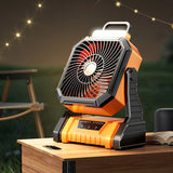 Camping with LED Lantern USB Rechargeable Oscillating 4 Gears Wind Speed Personal Fan for Outdoor Travel Hiking