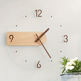 1pc, Luxury Acrylic Wooden Wall Clock - Silent and Punch-Free for Bedroom and Living Room Decor