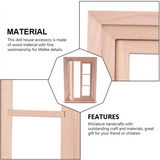 1:12 Dollhouse Miniature Wooden 6 Pane Frame and Glass Plate House Diy Double Window Accessories for Doll
