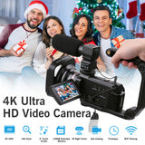 4K 60FPS HD Digital Camera DV Camcorder 48MP 16X Zoom 3" Rotatable LCD Touch Screen IR Night Vision for Video Recording
