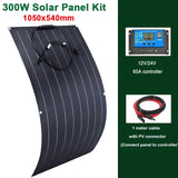 300W/600W Flexible Monocrystalline Solar Panel Kit - 18V Power Charger for Outdoor Camping, Yacht, Motorhome, Car, RV, Boat