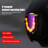 LED Motorcycle Helmet USB Rechargeable Cordless Light Safety Signal Warning Lamp for Night Riding Accessories