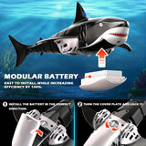 Upgrade Remote Control Shark Pool Toys For Kids, 2.4Ghz Waterproof 1000mAh RC Boat