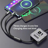 3 in 1 Multi Retractable USB Phone 60w Fast Charging and Data Cable for Lighing/Android/Type-C Devices