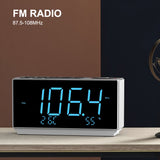 1pc Alarm Clock With FM Radio, USB Charging, 4.57cm Ice Blue LED Display, Night Light, Dual Alarm, Snooze, Dimmer Control, Bedside Office Electronic Clock ITOMA CKS508W