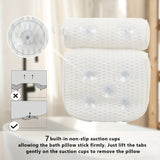 3D mesh with suction cup bathtub non slip washable pillow, bathroom shower pillow