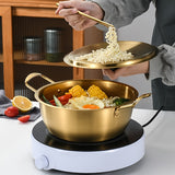 1pc Korean Ramen Noodle Pot, Stainless Steel Stockpot Soup Cooking Pot With Lid, Nonstick Saucepan Small Pasta Pot