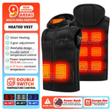 9Areas Self Heating Jackets Men's Heating Jacket Women's Warm USB Heating Vest Heating Jacket Winter Fishing Camping Ski Warm