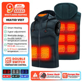 9Areas Self Heating Jackets Men's Heating Jacket Women's Warm USB Heating Vest Heating Jacket Winter Fishing Camping Ski Warm