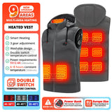 9Areas Self Heating Jackets Men's Heating Jacket Women's Warm USB Heating Vest Heating Jacket Winter Fishing Camping Ski Warm